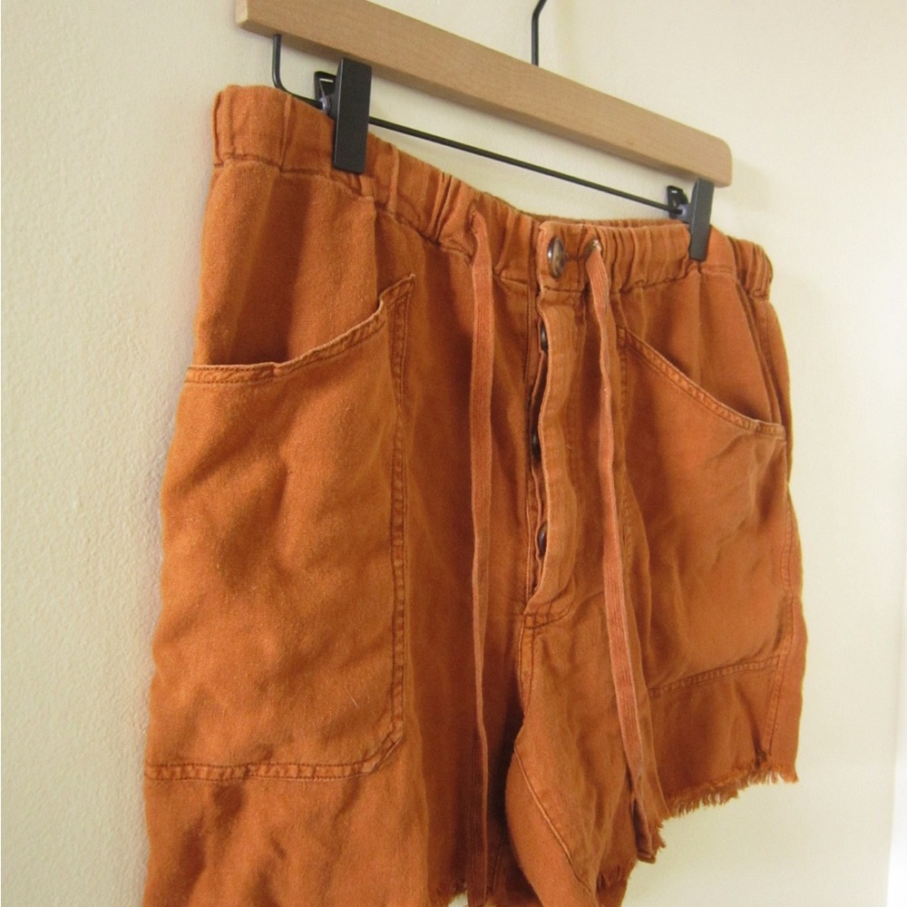 Free People High Waist Drawstring Burnt Orange Tan Brown Shorts